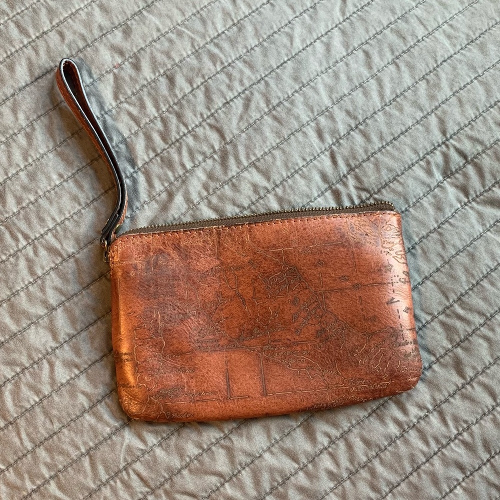 Patricia Nash Brown Leather Map Wrislet